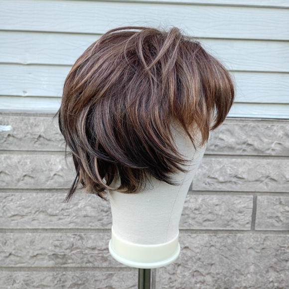 2/$20 Short Brown Wig with Highlights - Picture 2 of 7